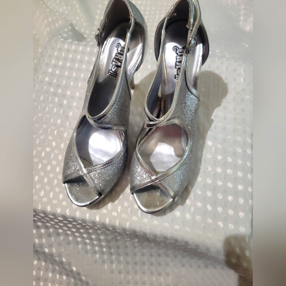 Womens Silver Sparkled Ankled Heels - Picture 1 of 3